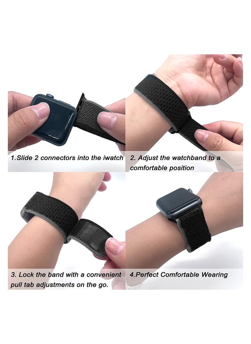 Generic - 3 Pack Trail Loop Nylon Band Compatible with Apple Watch Band 49mm 45mm 44mm 42mm Women Men,Adjustable Sport Breathable weave Strap Compatible for Apple Watch Ultra Series 87654321SE - Image 1