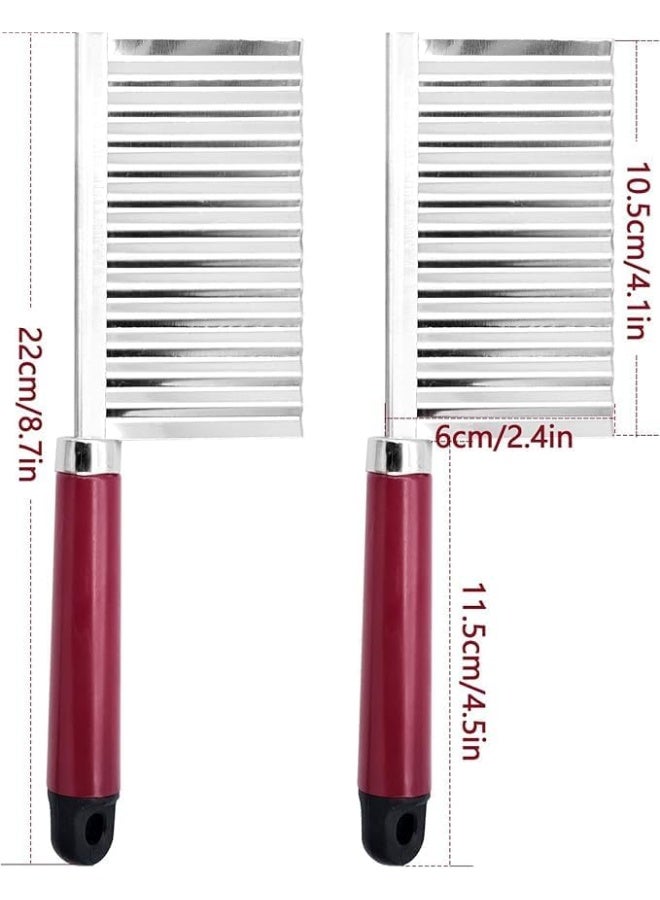 سكينان مموجان من الفولاذ المقاوم للصدأ، مثاليان للمطبخ المنزلي، أداة لتزيين الفواكه والخضروات للجزر والجبن والبطاطس، متعدد الألوان. - Image 2