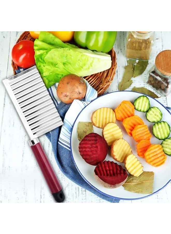 سكينان مموجان من الفولاذ المقاوم للصدأ، مثاليان للمطبخ المنزلي، أداة لتزيين الفواكه والخضروات للجزر والجبن والبطاطس، متعدد الألوان. - Image 3