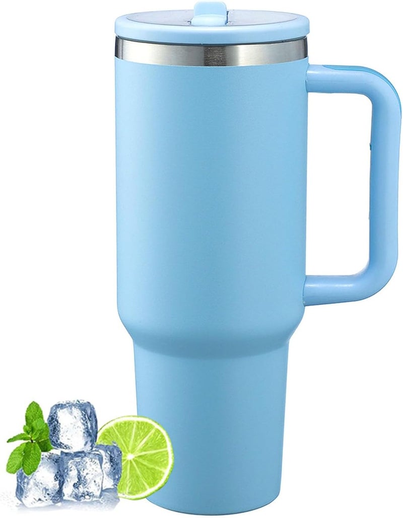 ROEIEIS 40OZ Stainless Steel Vacuum Insulated Tumbler with Leakproof Straw Lid and Handle 40oz Travel Mug for Water, Iced Tea or Coffee, Smoothie and More - Image 1