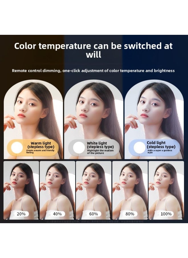 Generic - Live Broadcast Beauty Fill Light Internet Celebrity Anchor Dedicated Full Screen Lighting Light Desktop Round Makeup Light Photo Soft Light-Specifications:[Upgraded Version] 26cm Shadowless Lamp + Desktop Disc Bracket + Stand-alone Position + Bluetooth Remote Control - Image 1