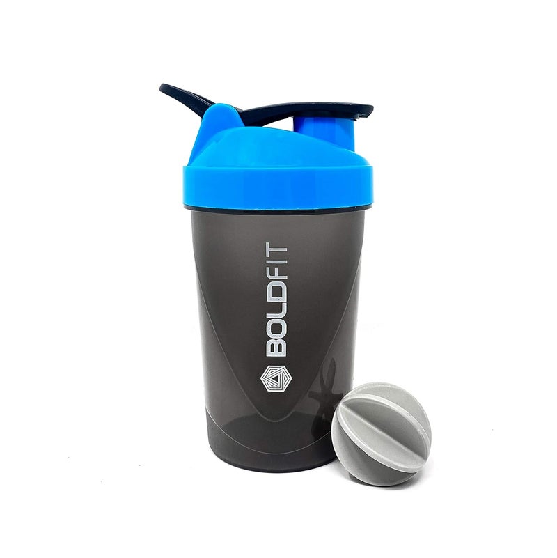 BOLDFIT shaker for gym leakproof gym shaker bottle ideal for Protein, Pre Workout, Bcaas sports bottle Workout water sipper for men, Plastic, 500 ML, Blue - Image 1