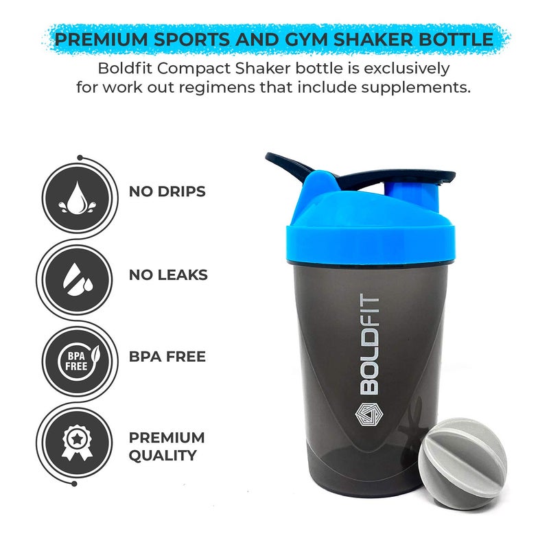 BOLDFIT shaker for gym leakproof gym shaker bottle ideal for Protein, Pre Workout, Bcaas sports bottle Workout water sipper for men, Plastic, 500 ML, Blue - Image 3