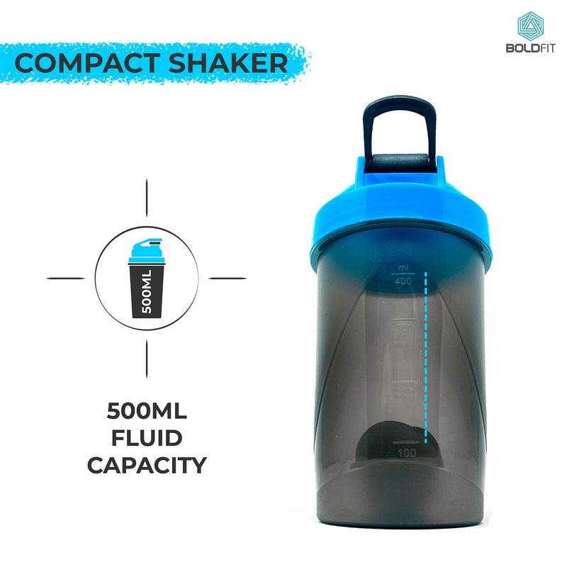 BOLDFIT shaker for gym leakproof gym shaker bottle ideal for Protein, Pre Workout, Bcaas sports bottle Workout water sipper for men, Plastic, 500 ML, Blue - Image 5