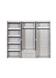 V2 Tisley 6 Door Wardrobe Extra Sturdy Closet Clothes Storage Cupboard Modern Design Space Saving Swing Door Cabinet For Bedroom L235Xw55Xh201.5Cm - L.Oak/White Faux Marble - pzsku/Z50D35060B20B505F49DCZ/45/_/1731934314/8fc5f8d5-c555-496b-9571-950343f00e39