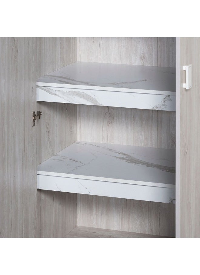 DANUBE HOME V2 Tisley 6 Door Wardrobe Extra Sturdy Closet Clothes Storage Cupboard Modern Design Space Saving Swing Door Cabinet For Bedroom L235Xw55Xh201.5Cm - L.Oak/White Faux Marble  - Image 3