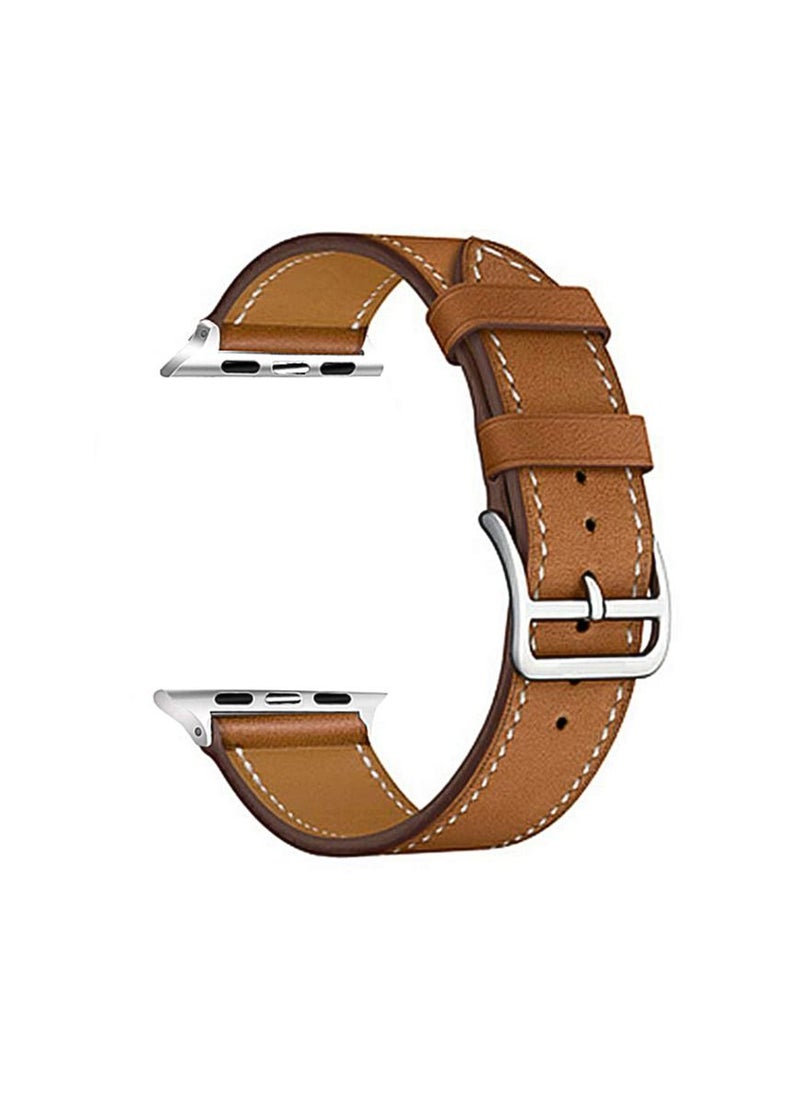 HEXABEX Apple Watch Leather band 46mm/45mm/44mm/49mm, Apple Watch Leather Strap for Apple Watch All Series Compatible with 46mm/45mm/44mm/49mm Brown  - Image 1