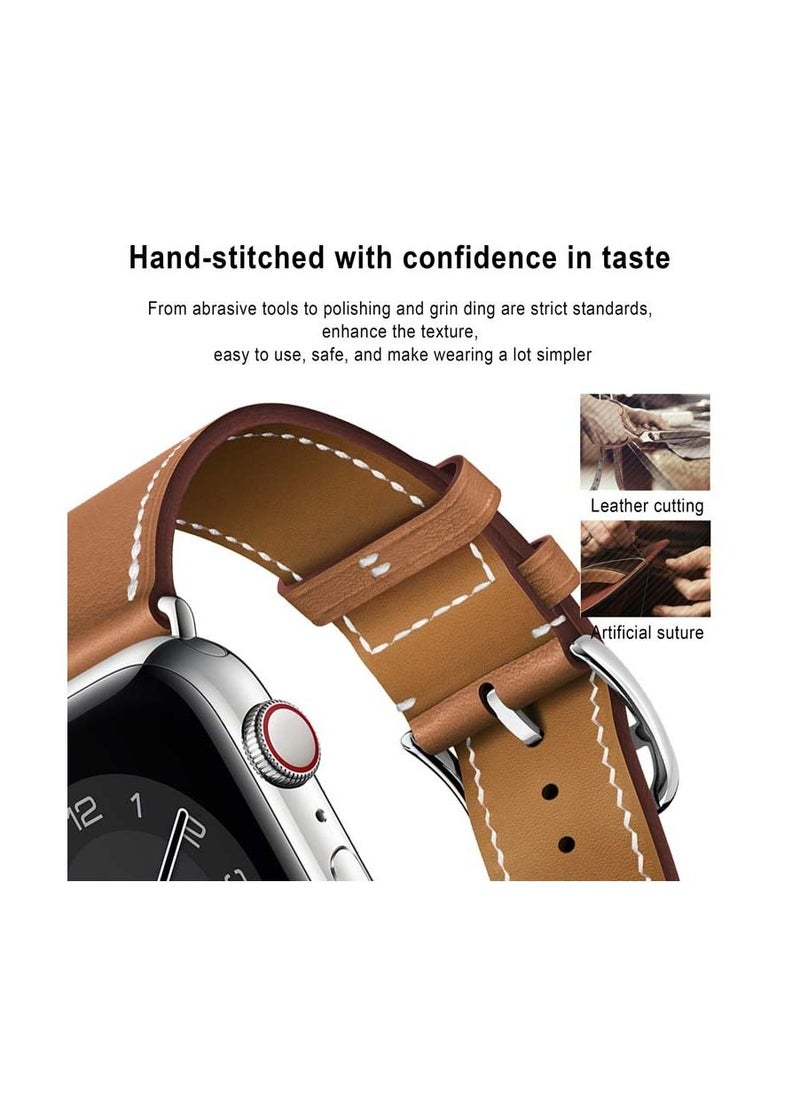 HEXABEX Apple Watch Leather band 46mm/45mm/44mm/49mm, Apple Watch Leather Strap for Apple Watch All Series Compatible with 46mm/45mm/44mm/49mm Brown  - Image 2