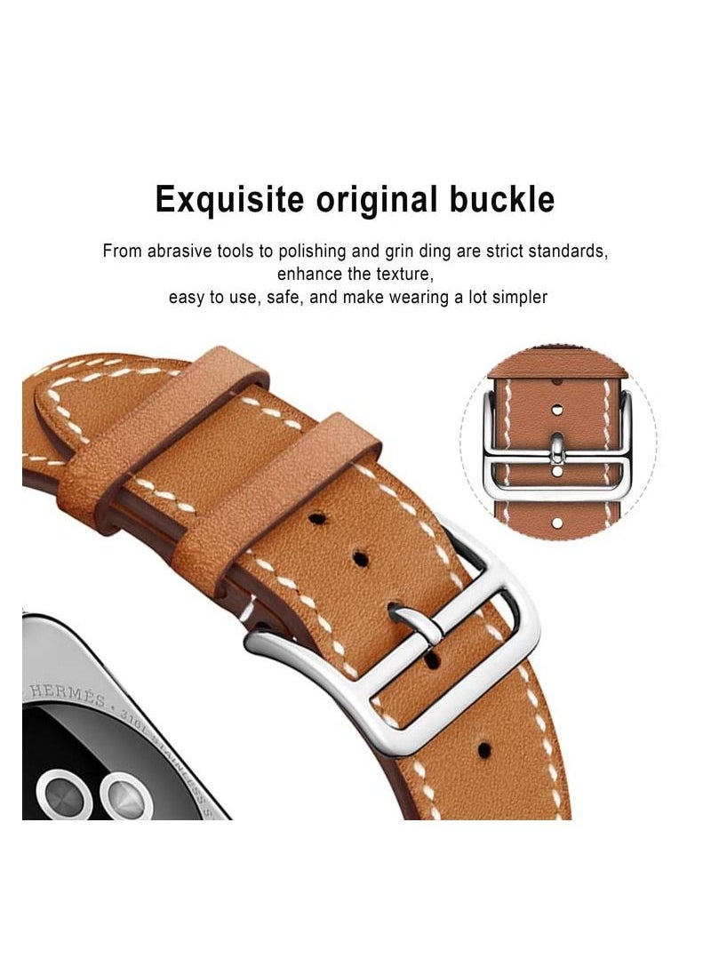 HEXABEX Apple Watch Leather band 46mm/45mm/44mm/49mm, Apple Watch Leather Strap for Apple Watch All Series Compatible with 46mm/45mm/44mm/49mm Brown  - Image 3