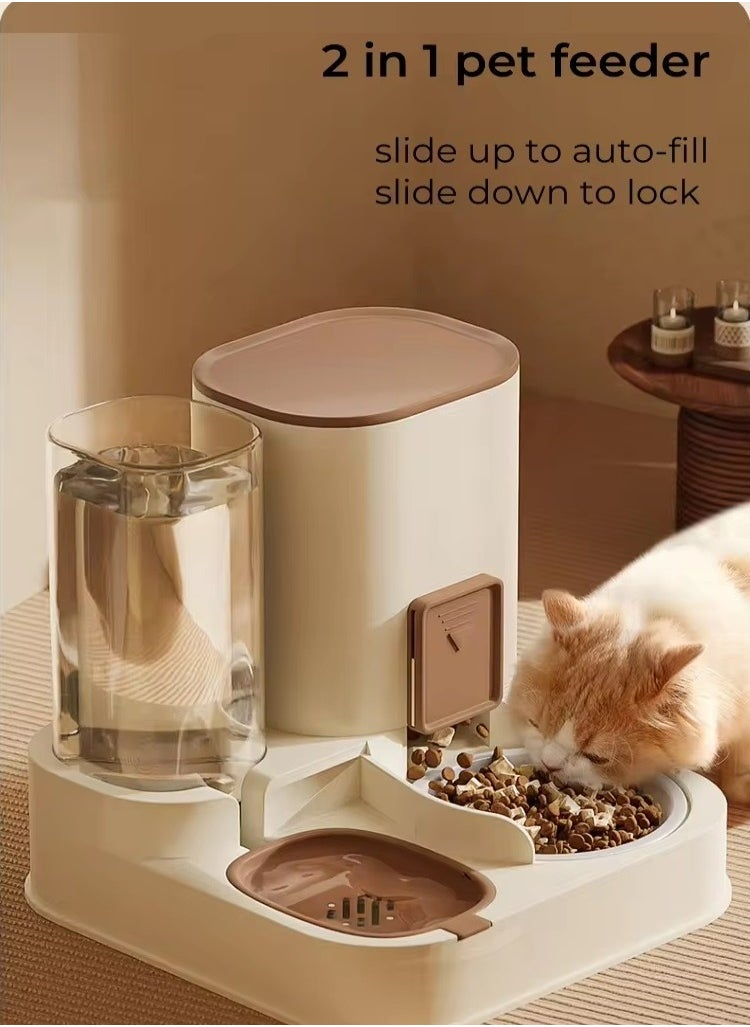 xppier 2 in 1 Automatic Pet  Feeder and Water Dispenser Set, Large Capacity Dog Cat Food and Water Bowl, 2.3 Liter Gravity Food Feeder with 1.3 Liter Water Dispenser, Good for Travel Supply  - Image 2