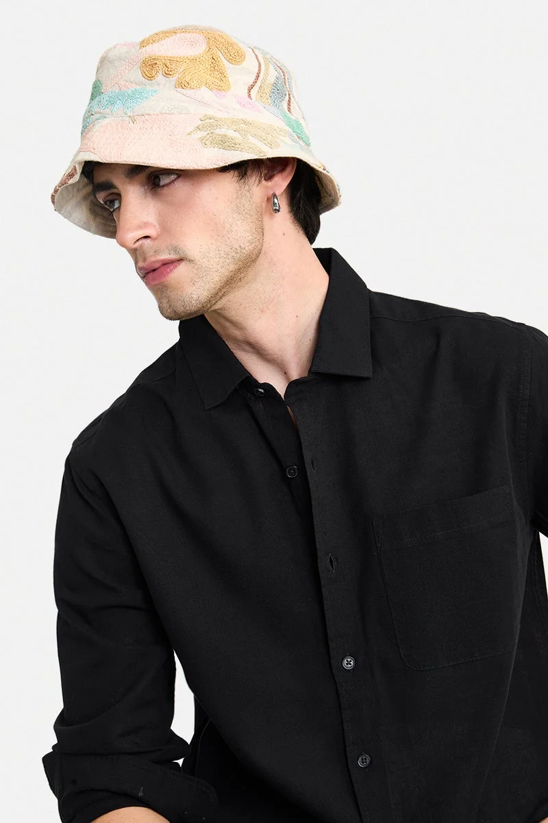 SNITCH Black Solid Long Sleeve Regular Fit Casual Shirt