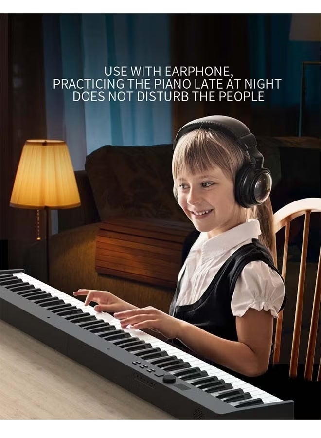 KONIX 88-Key Foldable Digital Piano Keyboard, Full Size Semi-Weighted Keyboard, Portable Electric Piano w/MIDI, Split Function, Sustain Pedal & Carrying Bag for Beginner(Black with light) - Image 2