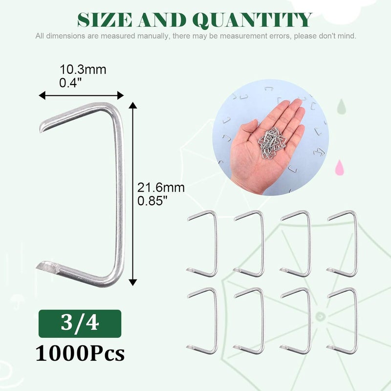 Keadic 1000Pcs 3/4" Galvanized Hog Rings Assortment Kit, Professional Upholstery Hog Rings Installation Kit fo Upholstery, Bungee Shock, Meat & Sausage Casings, Animal Pet Cages - Image 2