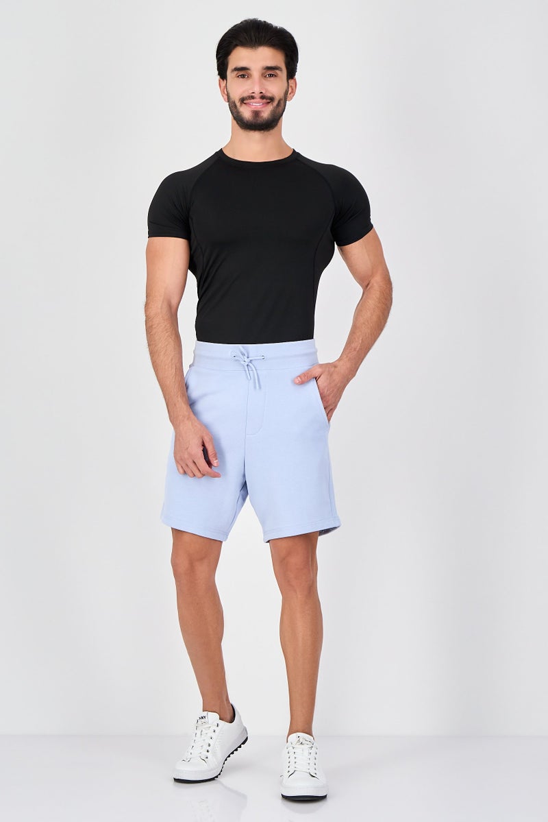 Celio Men Solid Basic Shorts, Light Blue - Image 2
