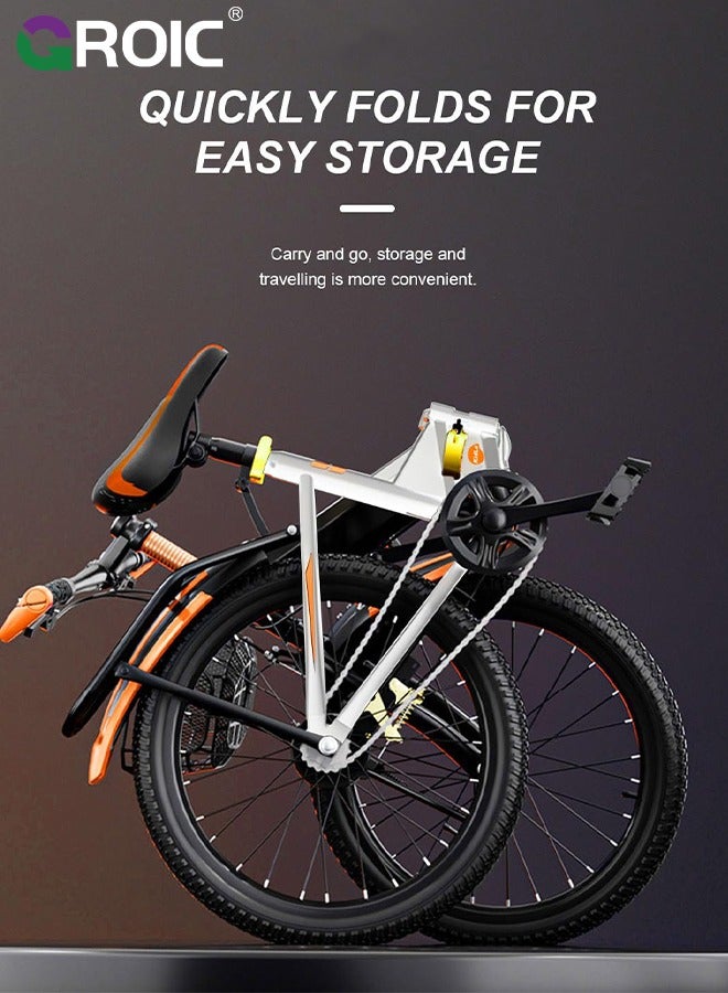 GROIC Kids Bike,Mountain Bike,20-Inch Bicycle Wheels,20 Inch Wheel Bicycle,Folding Mountain Bike for Kids with wide knobby mountain tires - Image 2