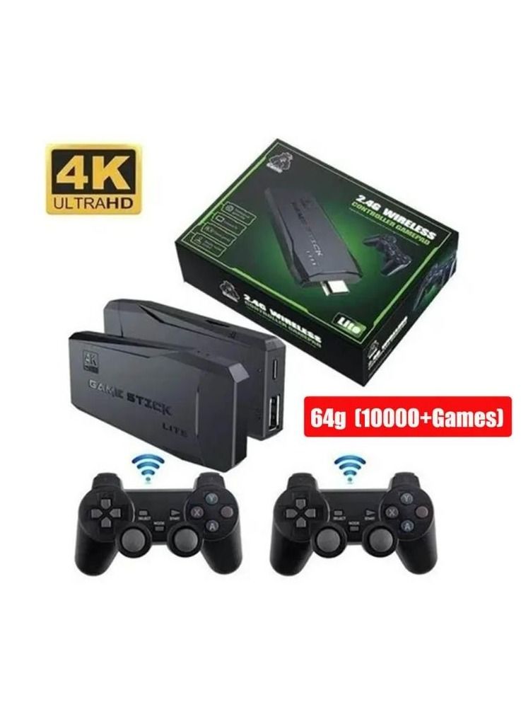 4K HD video game console, dual 2.4G wireless controllers, plug-and-play video game stick, built-in 10,000 games, retro handheld game console - Image 1