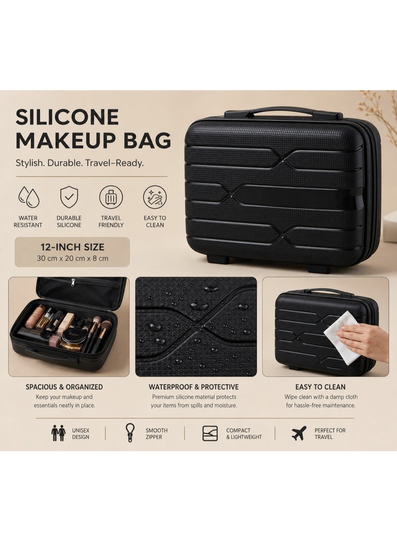 12 Inch Silicone Makeup Bag, Original Quality Material, Spacious Cosmetic Organizer Pouch, Portable Travel Storage Bag, 2-Year Warranty, Replacement Warranty from Authorized Distributor and Seller - Image 2