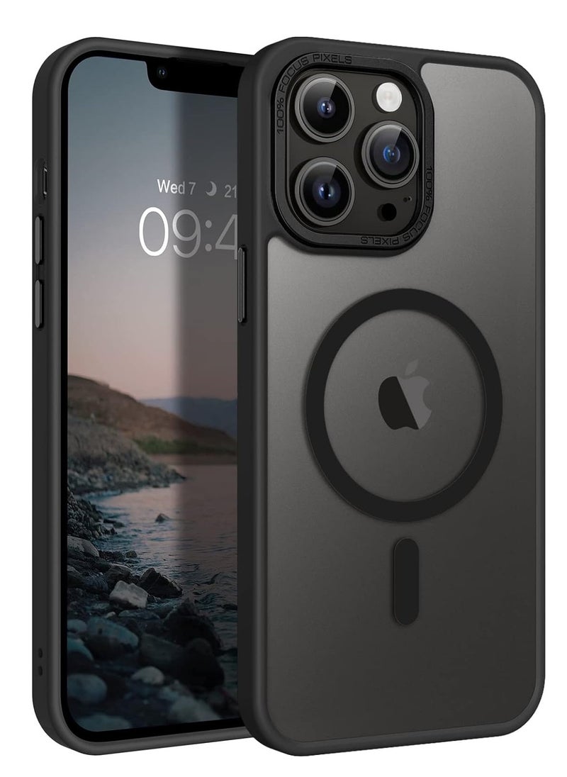 Denx - Magnetic Case for iPhone 13 Promax 6.7-Inch Compatible iphone 13 promax 6.7  with MagSafe, Translucent Matte Back Slim Shockproof Phone Cover (Black) - Image 1