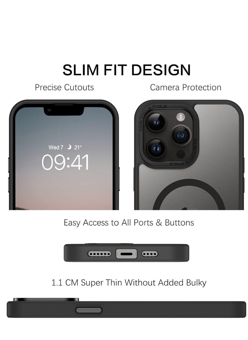 Denx - Magnetic Case for iPhone 13 Promax 6.7-Inch Compatible iphone 13 promax 6.7  with MagSafe, Translucent Matte Back Slim Shockproof Phone Cover (Black) - Image 1