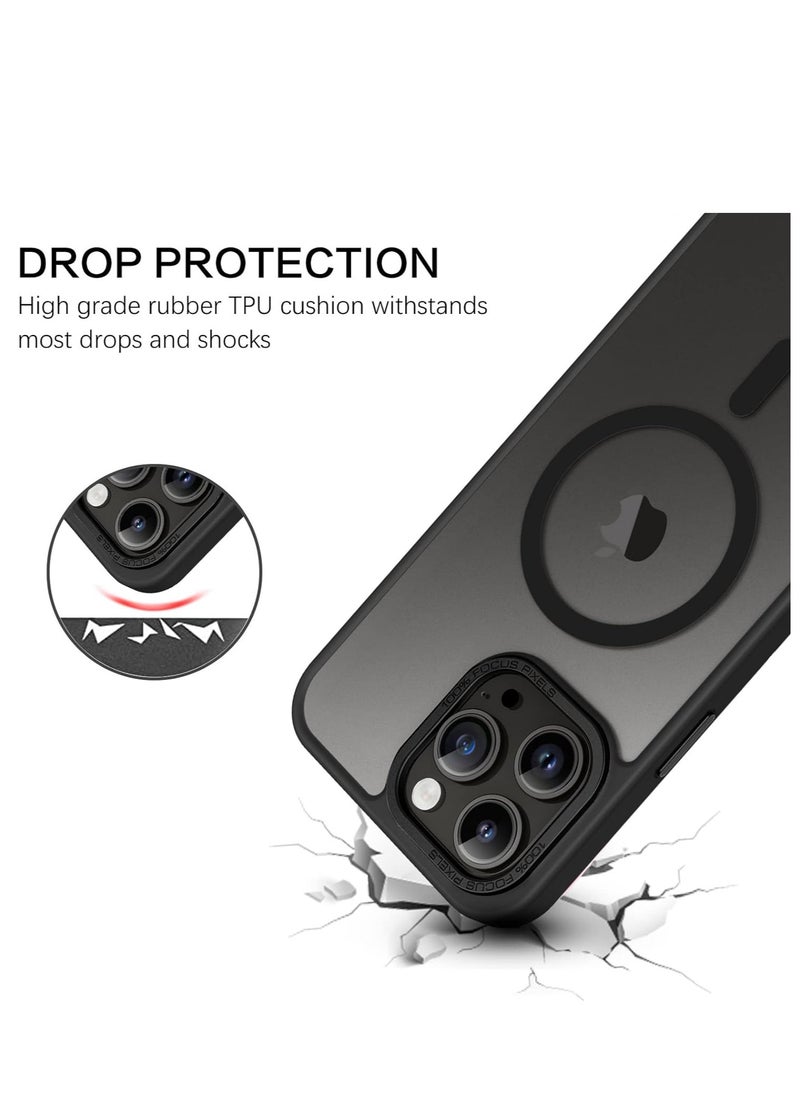 Denx - Magnetic Case for iPhone 13 Promax 6.7-Inch Compatible iphone 13 promax 6.7  with MagSafe, Translucent Matte Back Slim Shockproof Phone Cover (Black) - Image 1