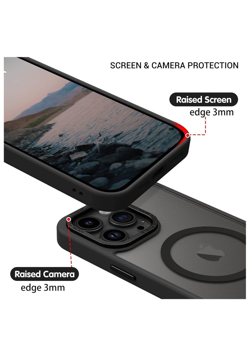 Denx - Magnetic Case for iPhone 13 Promax 6.7-Inch Compatible iphone 13 promax 6.7  with MagSafe, Translucent Matte Back Slim Shockproof Phone Cover (Black) - Image 1