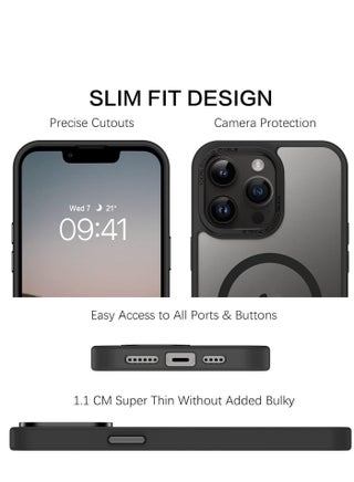Magnetic Case for iPhone 13 Pro Max [Shockproof & Slim] Matte Hard Back Cover with high-Grade Protection | Black - view 3