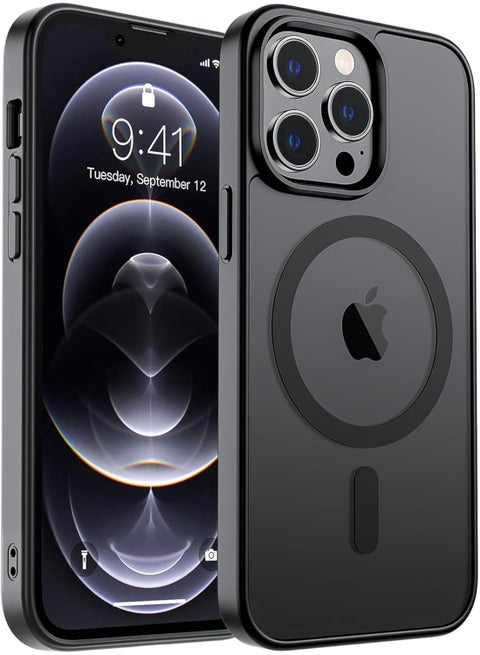 Magnetic Case for iPhone 13 Pro Max [Shockproof & Slim] Matte Hard Back Cover with high-Grade Protection | Black