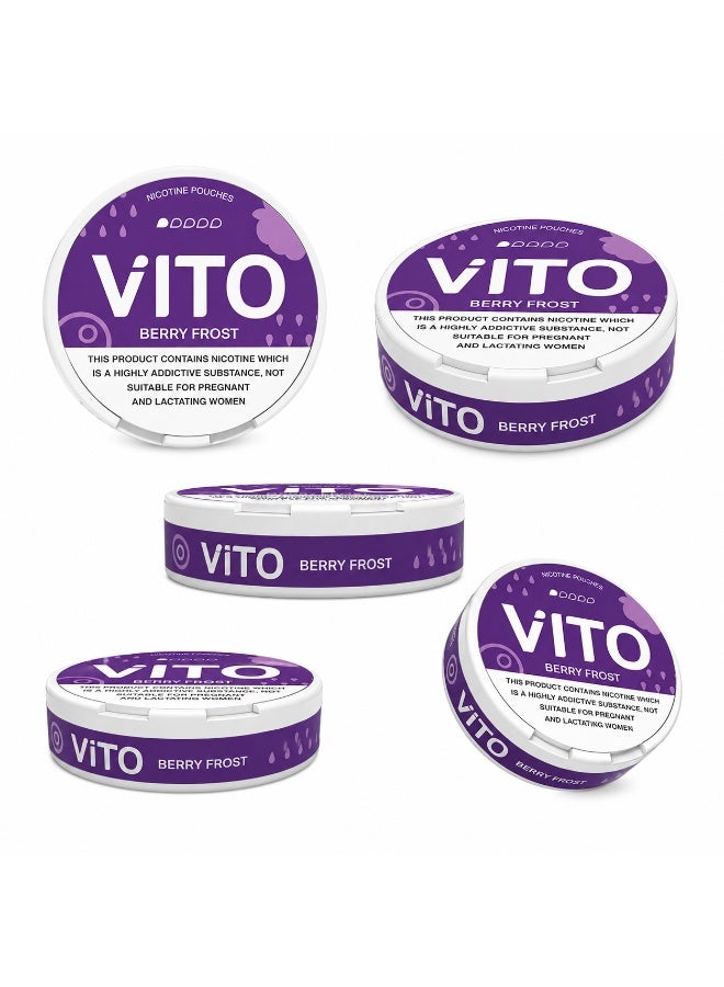 VITO Berry Frost Nicotine Pouches 3mg | Fresh Berry & Cooling Flavor | Tobacco-Free | 5 Cans, 20 Pouches Per Can - Image 4