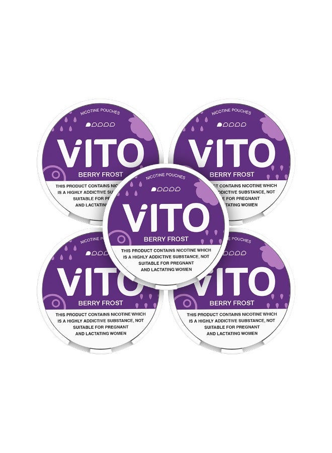 VITO Berry Frost Nicotine Pouches 3mg | Fresh Berry & Cooling Flavor | Tobacco-Free | 5 Cans, 20 Pouches Per Can - Image 1