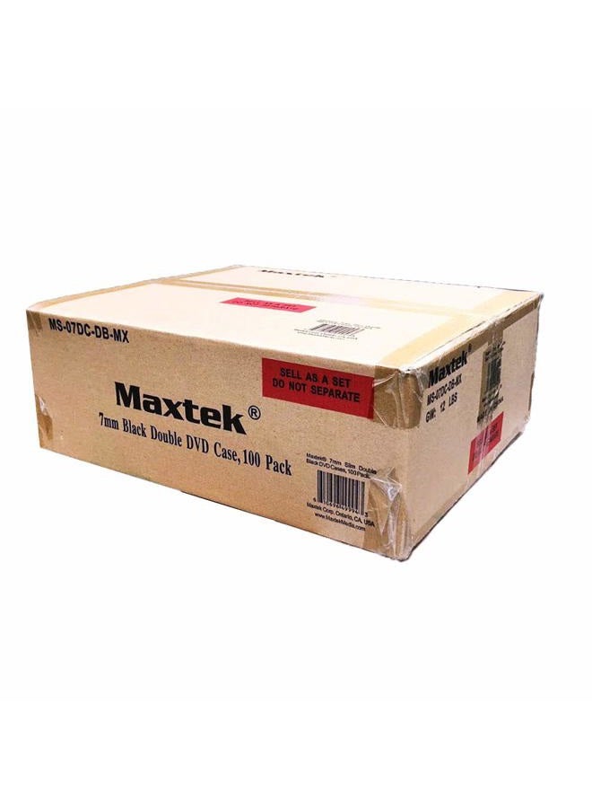 maxtek 7mm Slim Black Double CD/DVD Case, 100 Pieces Pack. - Image 2