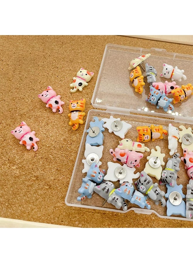 30 pcs Cute Cat Push Pin Decorative Thumb Tacks Animal Push Pins for Photo Wall Maps Memo Note Bulletin Board or Cork Boards Multi-Functional Pushpin Tool Office Accessories - Image 5