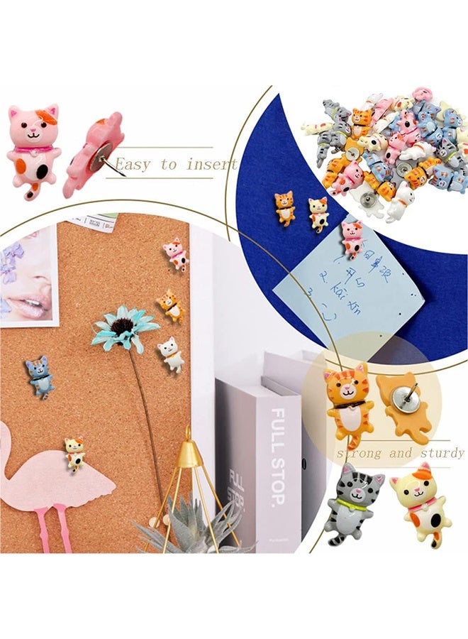 30 pcs Cute Cat Push Pin Decorative Thumb Tacks Animal Push Pins for Photo Wall Maps Memo Note Bulletin Board or Cork Boards Multi-Functional Pushpin Tool Office Accessories - Image 3