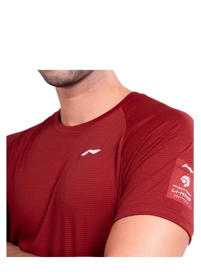 Li-Ning LINING RAGLAN ROUND NECK-T SHIRT- (RED) (ATST993-2-L) - Image 3