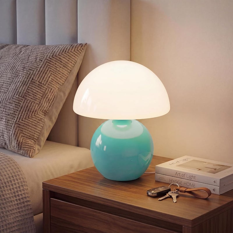 Dawnwake Mushroom Lamp Table Lamp for Bedroom,Desk Bedside Small Lamps for Living Room Night Stands,Mushroom Decor Cute Mini Modern Mid Century Lamps,Unique Aesthetic Home Living Room Decor(Blue) - Image 1