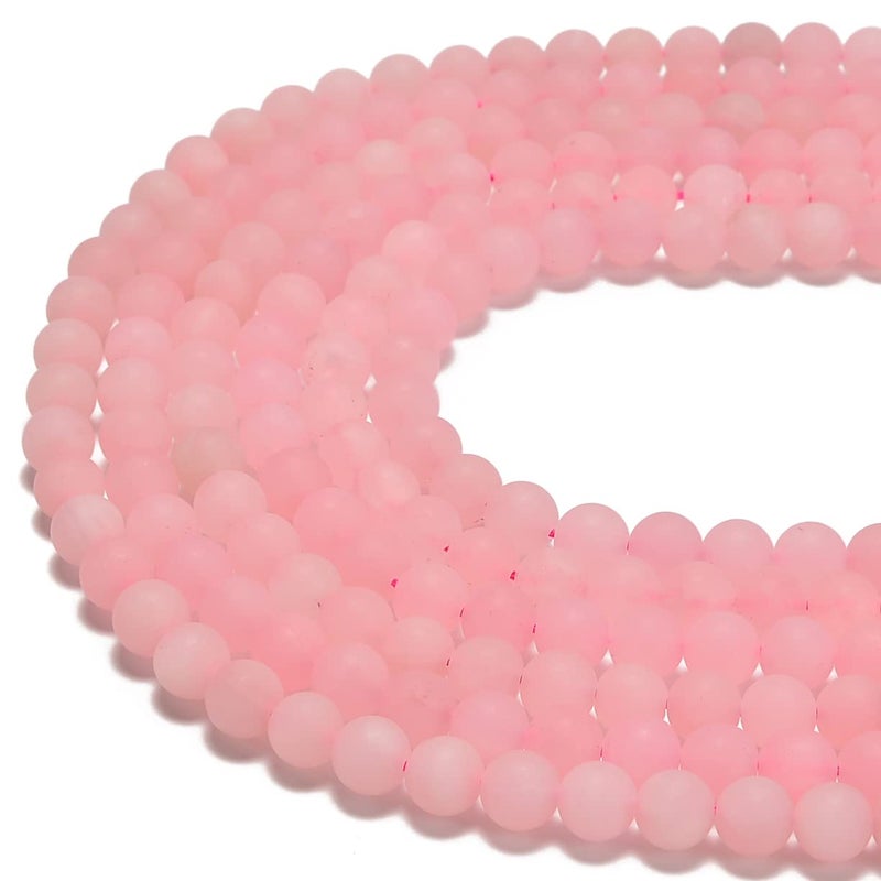 jodaying 8mm Pink Rose Quartz Matte Round Natural Gematone Loose Beads for Jewelry Making DIY 1 Strand 15