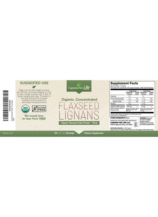 Lignans For Life - Flaxseed Hulls Bulk Powder 60 Servings Usda Certified Organic Flaxseed - Image 1