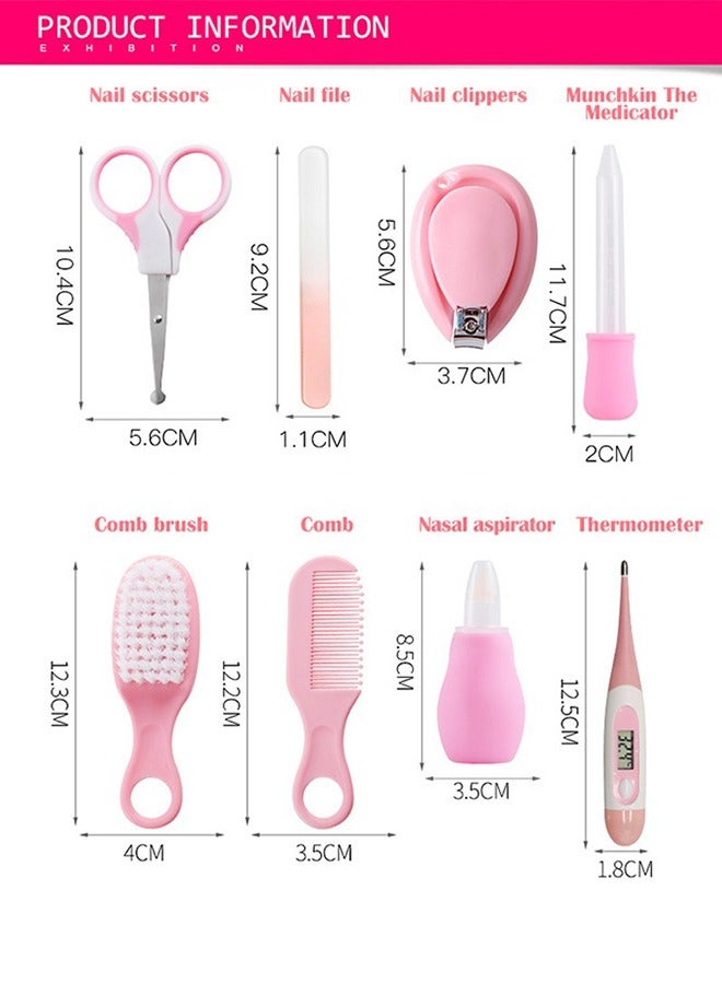 Bebiland Pack Of 8 Portable Baby Care Grooming and Healthcare Pieces Kit, Pink - Image 2