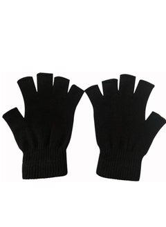 Generic Half Finger winter Gloves for Men's And Women's Outdoor Sports Knitted Gloves Fashion Black  - Image 2