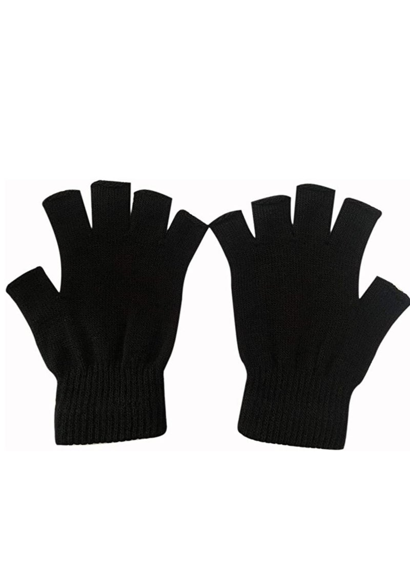 Generic - Half Finger winter Gloves for Men's And Women's Outdoor Sports Knitted Gloves Fashion Black - Image 1