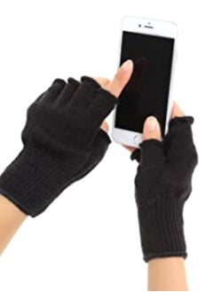 Generic Half Finger winter Gloves for Men's And Women's Outdoor Sports Knitted Gloves Fashion Black  - Image 1