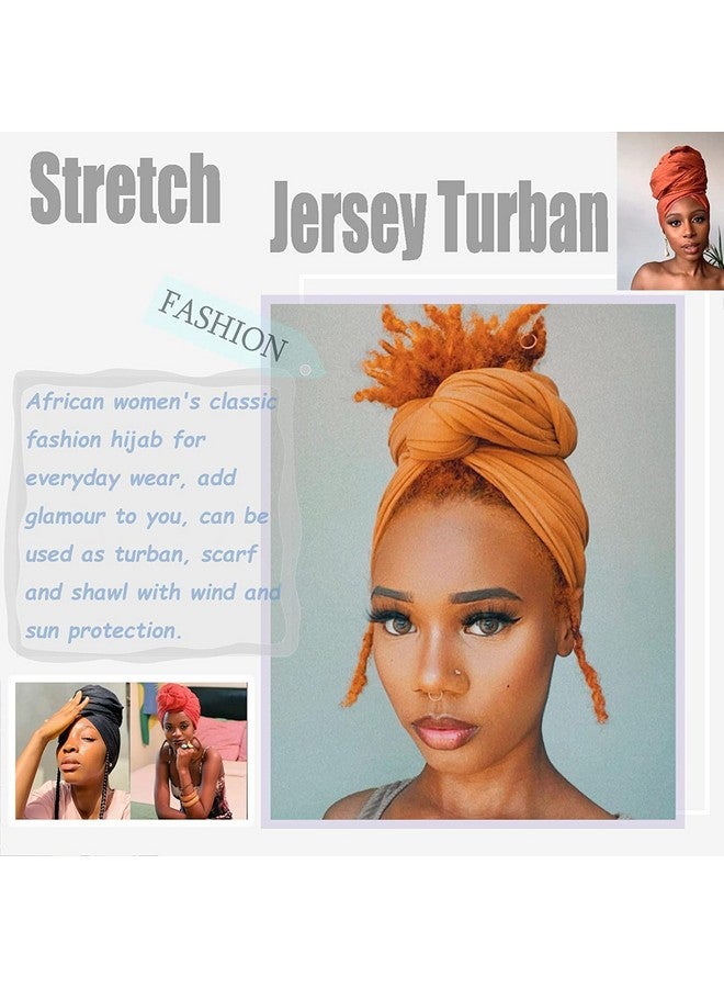 ZRQ ZRQ 5 Pieces Stretch Jersey Turban Fashion Headband Soft Breathable Long Scarf Lightweight and Comfortable Tie Head Wraps for Black Women (Black, Army Green, Dark Pink, Dark Purple, Turmeric)  - Image 5