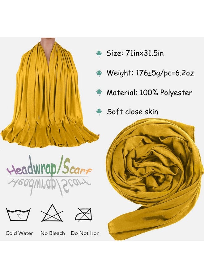 ZRQ ZRQ 5 Pieces Stretch Jersey Turban Fashion Headband Soft Breathable Long Scarf Lightweight and Comfortable Tie Head Wraps for Black Women (Black, Army Green, Dark Pink, Dark Purple, Turmeric)  - Image 2