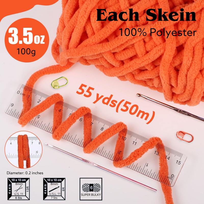 WSICSE Chenille Fluffy Yarn, Thick Chunky Blanket Yarn for Crocheting Plush Soft Yarn for Knitting Blanket DIY Easter Decorations, 6 Pack 100g Each 3.5 oz 55 Yards(Fresh) - Image 3