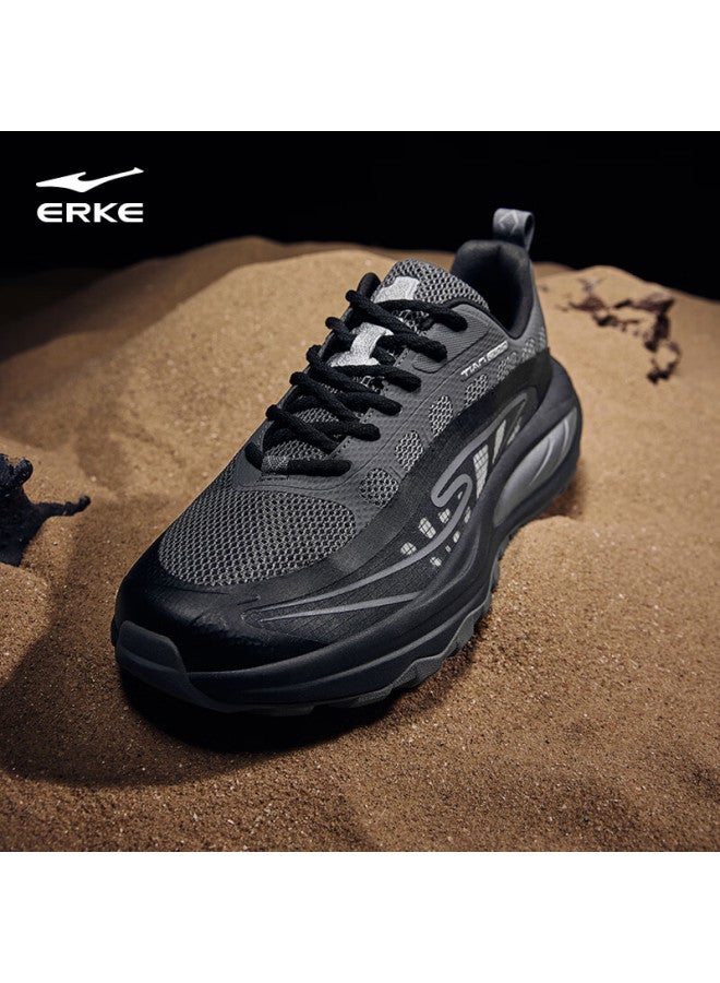 Erke Casual Men's Shoes New Running Shoes Leather Mesh Breathable Soft Sole Sports Shoes Thick Sole Dad Shoes Tianjiao 3 - Image 1