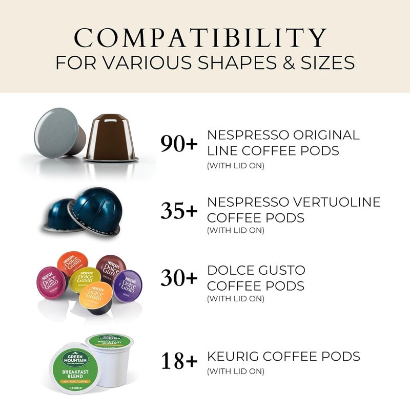 FIVE TWENTY CO. Coffee Pod Holder - Compatible with Nespresso Vertuo Pods and Capsules - Gold Metal K Cup Holder - Cute Coffee Pod Basket w/ Wooden Base & Lid - Coffee Pod Storage - Coffee Bar Decor - Image 4
