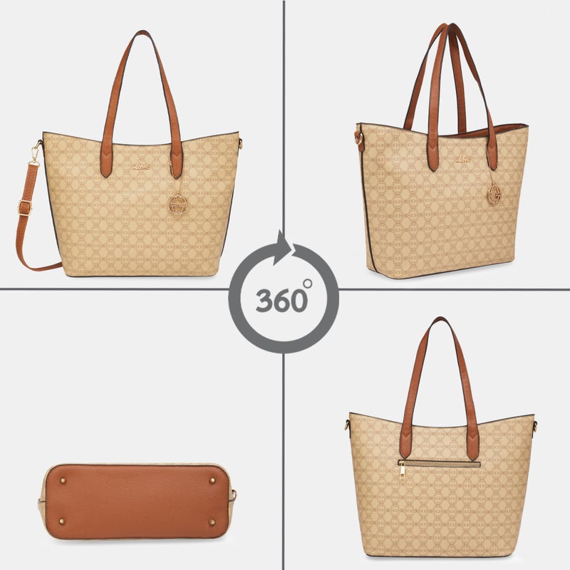 لافي حقيبة لافي نسائية بطبعة واحدة من هايلون بيج - Image 4