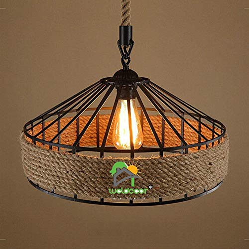 Weldecor Iron Edison Rope Pendant Vintage Lamp Hanging lamp (Bulbs Not Included) - Image 2