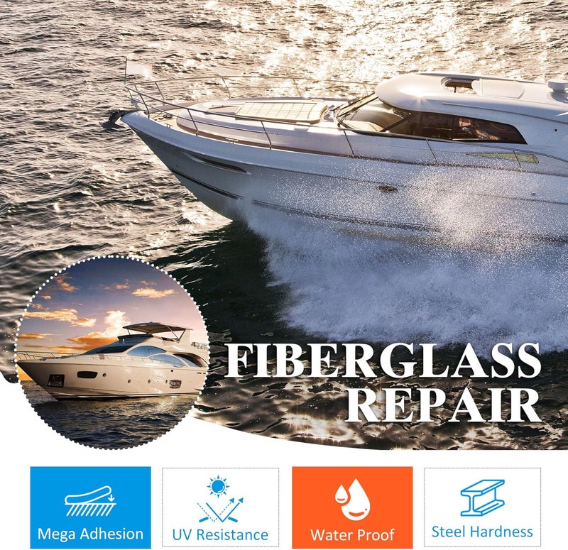 Fuchoi Fiberglass Repair Kit, 100ml White Gel Coat Repair Kit for Boats, Marine Fiberglass Resin Kit for Fixing Holes, Chips, Cracks in Boats, Yacht, Surfboard, Acrylic, Porcelain, Ceramic, Fiberglass Filler Lightweight - Image 3