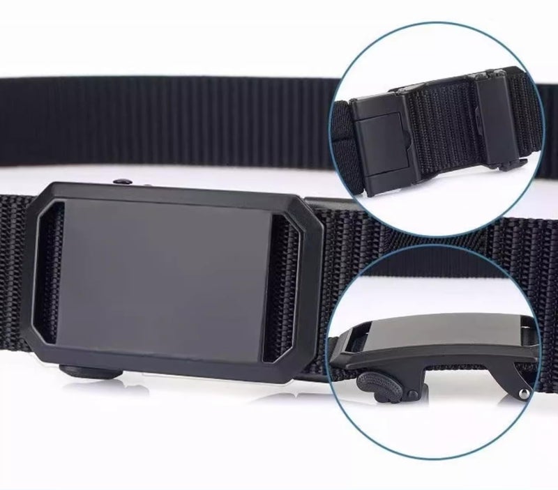 DOUSHI Nylon Canvas Belt with Metal Buckle, Auto Lock, Casual or Formal Style for Work & Casual, Multifunctional Belt for Men and Women (Army Green | Waist up to 40 inches) - Image 2