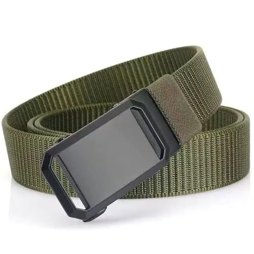 DOUSHI Nylon Canvas Belt with Metal Buckle, Auto Lock, Casual or Formal Style for Work & Casual, Multifunctional Belt for Men and Women (Army Green | Waist up to 40 inches) - Image 1
